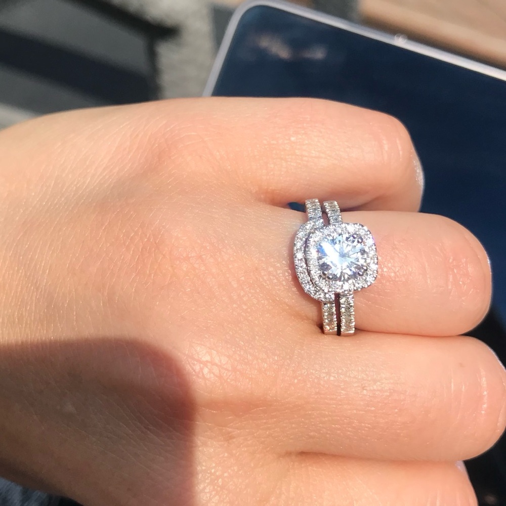 Bague de fillancaile 18k or blanc - Picture 1 of 6